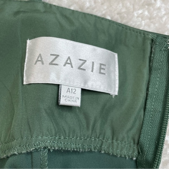 NWT AZAZIE LINIA Eucalyptus Green Mermaid Pleated Stretch Satin Dress Sz A12 - Picture 8 of 14